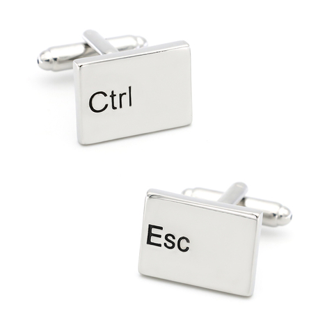 Computer Design Esc & Ctrl Keyboard Cufflinks For Men Quality Copper Material Silver Color Cuff Links Wholesale&retail ► Photo 1/5