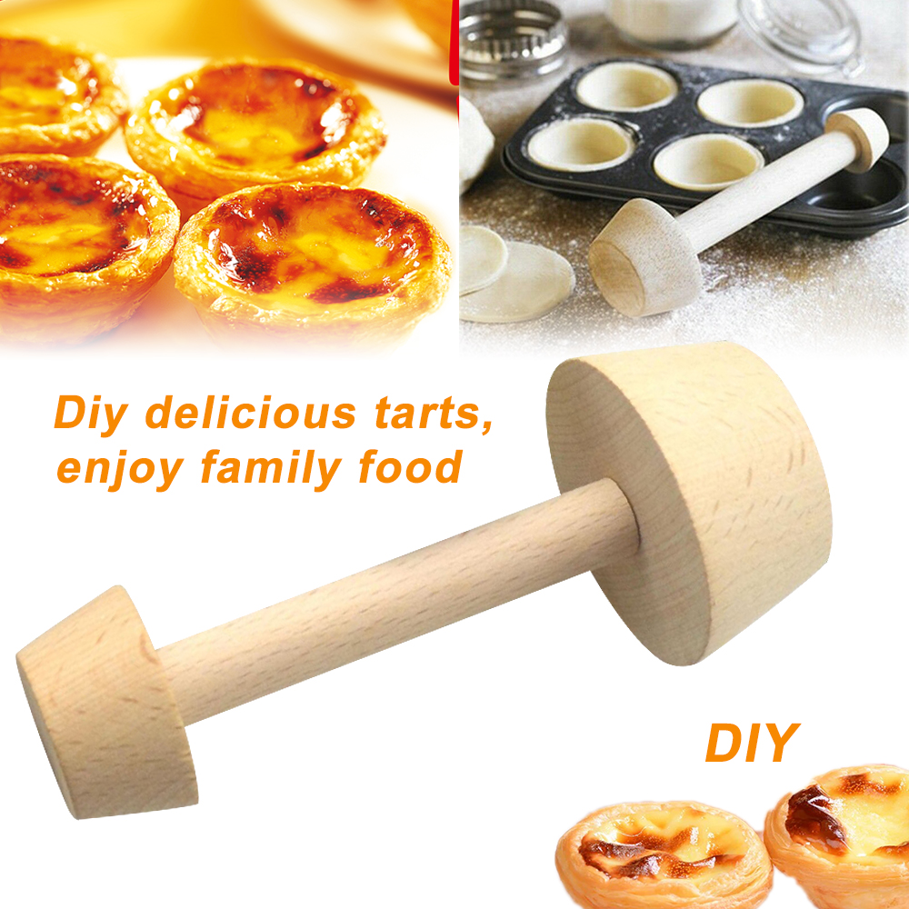 Wooden Double Side DIY Egg Tart Tamper Pastry Pusher Baking Mould Bake Mold