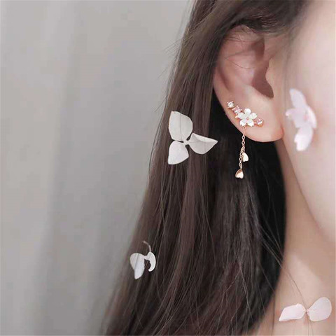 Sweet Pink Cherry Blossom Shell Drop Tassel Earrings for Women Girls Party Fashion Jewelry Gifts temperament flower earrings ► Photo 1/5