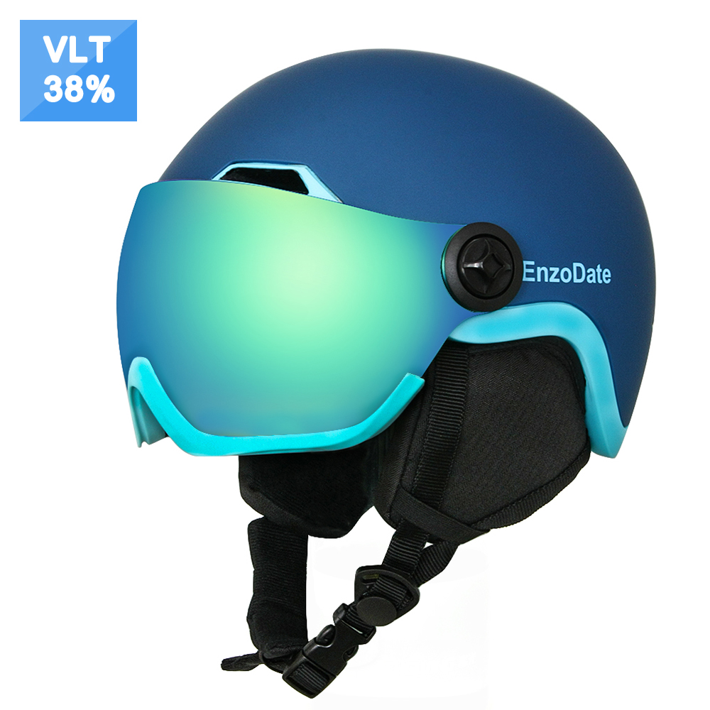 2 in 1 Visor Ski Snowboard Helmet Detachable Snow Mask Integrated Goggle Shield 