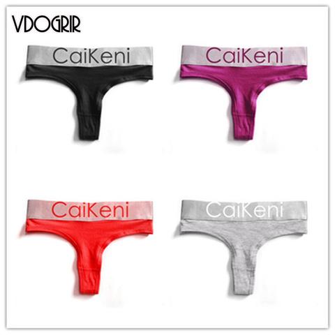 VDOGRIR Sexy Women Cotton G-String Underwear Seamless Sport T-Back Letter Woman Thong Solid Female Briefs Low Rise Lady Lingerie ► Photo 1/6