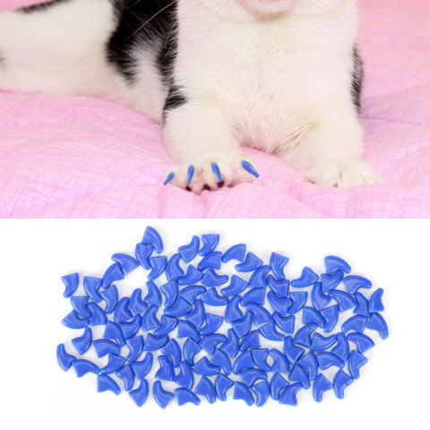 100Pcs Soft Pet Cat Nail Cover Safe Anti Scratch Dog Paw Claw Grooming Protector Decorative Pet Nail Covers Cat Nail Caps 2Color ► Photo 1/6