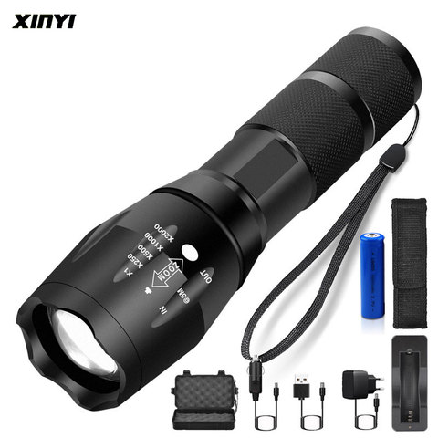 Ultra Bright T6 Led flashlight UV 395 LED Torch Light Camping light 5Modes waterproof Zoomable Bicycle Light use 18650 battery ► Photo 1/6