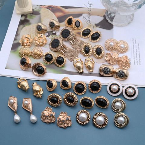 Black Styles New Designs Earrings Fashionable Pretty For Female Rhinestone Metal Geometry Jewelry ► Photo 1/6