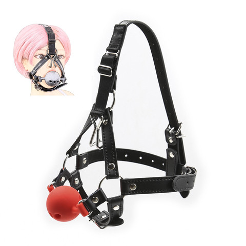 Bdsm Bondage Harness Strap Head Belts with Silicone Hollow Mouth Gag Ball and Nose Hook for Fetish Slave Role Play Sex Toys ► Photo 1/6