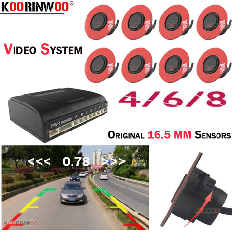 Koorinwoo Parktronic 13MM Flat Rotation Car Parking Sensors 8/6/4 Backlight Front Rear Buzzer 12V For Andriod DVD Video System ► Photo 1/6