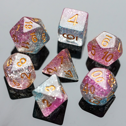 7Pcs/set DND Dice 3 Layers Glitter D&D Dice D4 D6 D8 D10 D% D12 D20 Polyhedral Games Dice Set for Table Games MTG RPG ► Photo 1/6