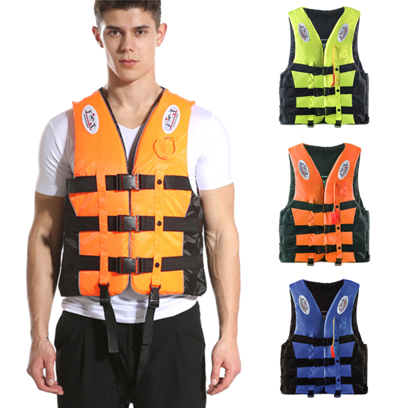 Adult Kids Life Jacket Swimming Buoyancy Aid Polyester Vest Float Whistle 