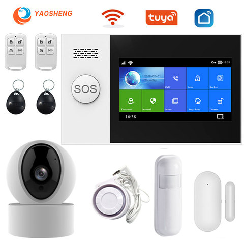 YS PG107 Tuya Security Alarm System Kit Smartlife App Control With Ip Camera Auto Dial Motion Detector WIFI Gsm Home Smart Alarm ► Photo 1/6