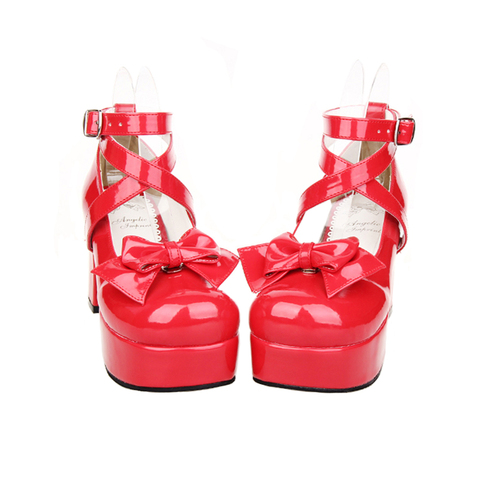 2022 New Japanese Style Lolita Shoes Women Girls Princess Shoes Removable Bowknot Carnival Halloween Cosplay Shoes High Heels ► Photo 1/6