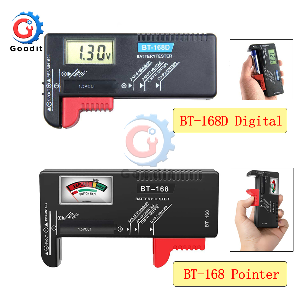 BT-168 Button-Battery Checker Universal Pointer Display Tester 1.5V/9V AA AAA Button-Battery Capacity Diagnostic Tool