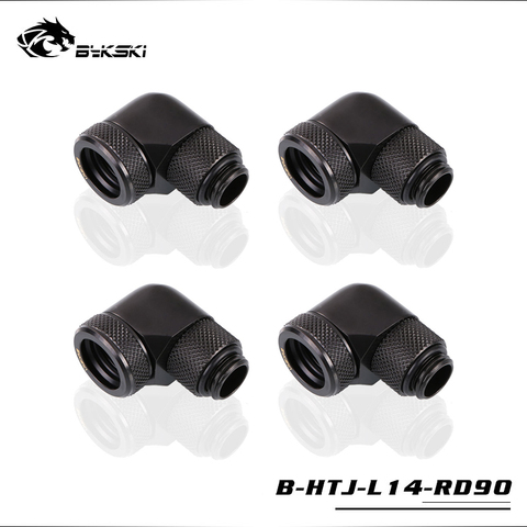 4pcs/lots BYKSKI  90 Degree OD14mm Hard tube rotary fitting hand compression fitting G1/4' pipe for OD14mm acrylic PETG tube ► Photo 1/6