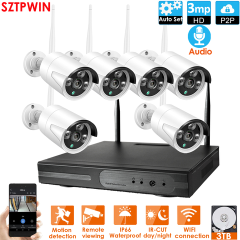 8CH 1080P HD Audio Wireless NVR Kit P2P 1080P Indoor Outdoor IR Night Vision Security 2.0MP Audio IP Camera WIFI CCTV System ► Photo 1/6