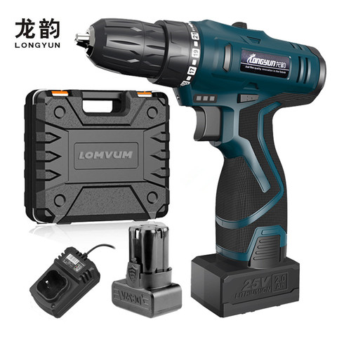 longyun 12V 16.8V 25V Adjust speed home Cordless Drill bit Electric screwdriver extra Battery Wrench with plastic box power tool ► Photo 1/6