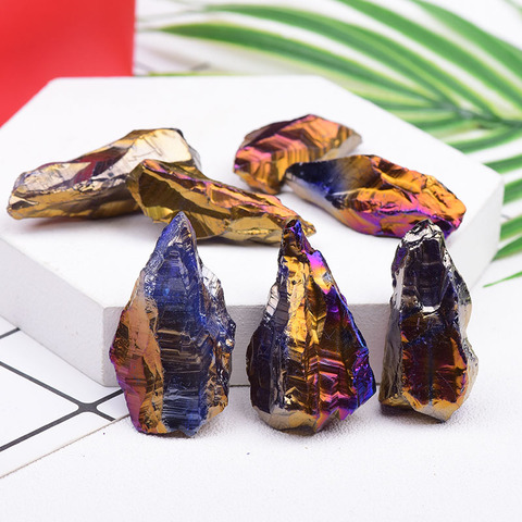 1PC Natural Colorful Electroplating Raw Craling Energy Stone Rock Mineal Speystals Reiki Hecimenr Home Decor Collect Crafts DIY ► Photo 1/6