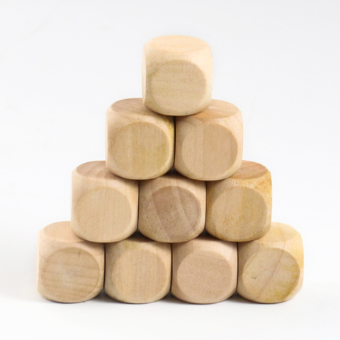 10PCS 20mm Wood Dice 6 Sided Blank Wood Dice Party Family DIY Games Printing Engraving Kid Toys Board Game Education Accessories ► Photo 1/6