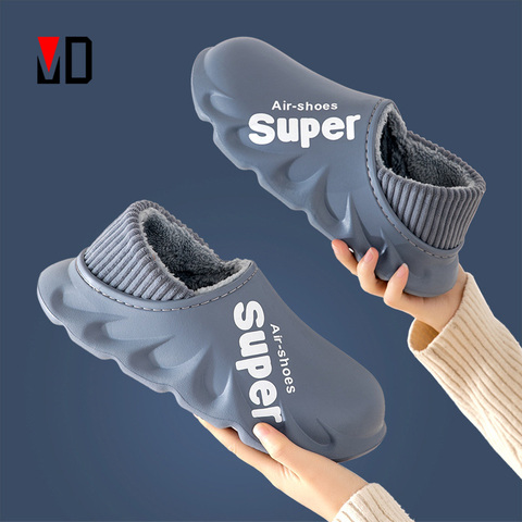 2022 New Winter Slippers Warm Men Shoes Waterproof Women Couples Non-Slip Plush Cotton Indoor Outdoor Cozy Home Autumn Thick Hee ► Photo 1/6
