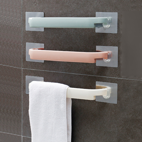 Self-adhesive Towel Holder Rack Wall Mounted Towel Hanger Bathroom Towel Bar Shelf Roll Holder Hanging Hook Bathroom Organizer ► Photo 1/6