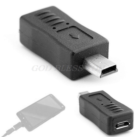 Black Micro USB Female to Mini USB Male Adapter Charger Converter Adaptor Drop Shipping ► Photo 1/6