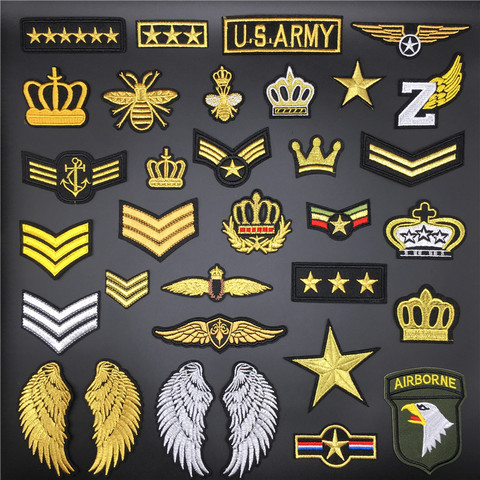 Crown US Army Badge Iron on Patches for Clothing Military Stickers on Clothes Appliques Embroidery Wing Stripes for Backpack ► Photo 1/6