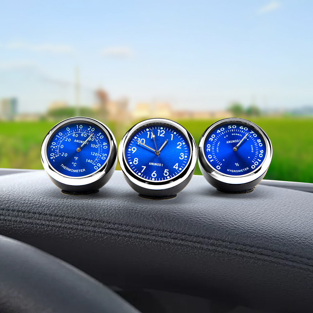 Luminous Thermometer Hygrometer Car Clock Ornament Noctilucent Watch