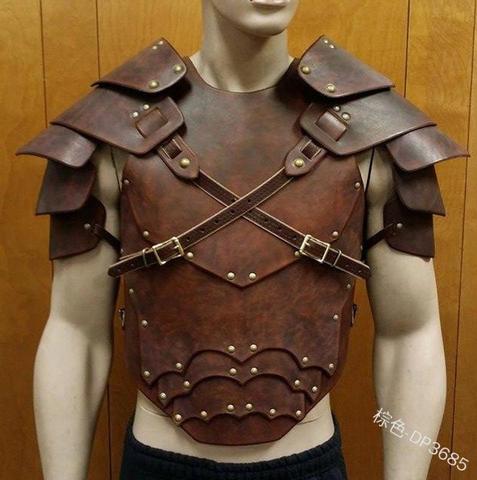 Men Medieval Costume Armors Cosplay Accessory Vintage Gothic Warrior Knight Shoulder PU Leather Harness Body Chest Harness Belt ► Photo 1/4