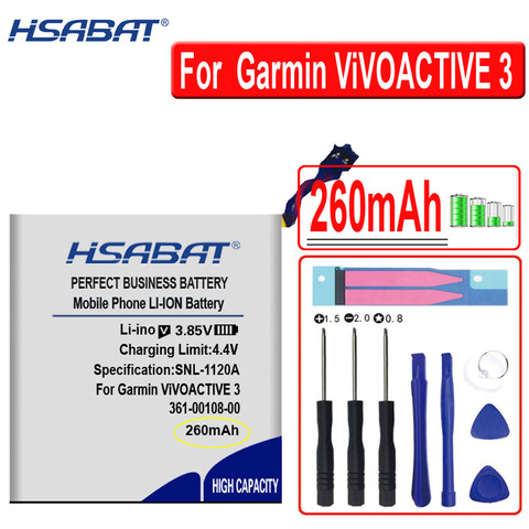 HSABAT 260mAh 361-00108-00 Battery for Garmin ViVOACTIVE 3 Music Watch Li-po NL28LL31B03OC ► Photo 1/6