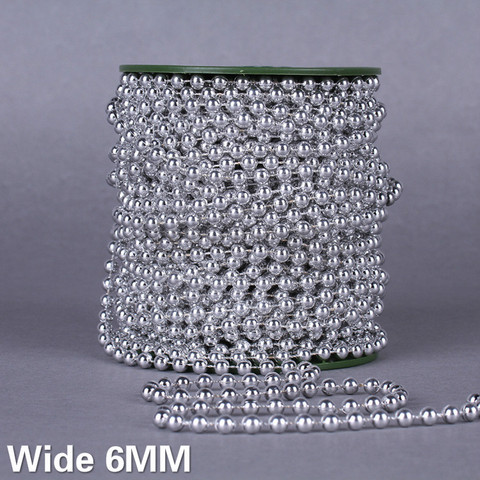 6MM Wide Silver Gold Glitter Beads Chain Lace Ribbon Garment Accessories DIY Material Party Banquet Christmas Tree Home Decor ► Photo 1/6