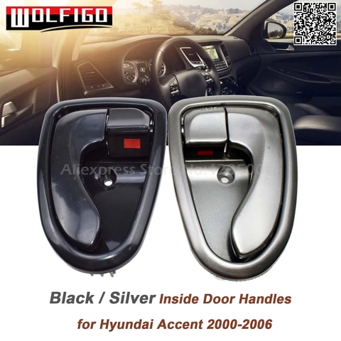 WOLFIGO NEW Sliver Inside Interior Left Right Side Door Handle Fit Hyundai Accent 2000-2006 8262025000, 82610-25000 ► Photo 1/1