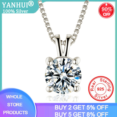 2ct Lab Diamond Solitaire Pendant Necklace 925 Sterling Silver Choker Statement Necklace Women Silver 925 Jewelry With Box Chain ► Photo 1/6