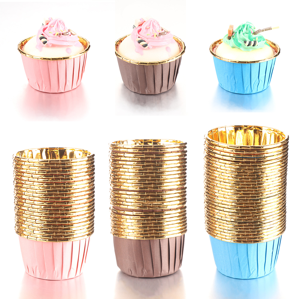 50Pcs Cupcake Paper Cups Wrapper Cake Mold Muffin Cupcake Liners Baking C;;^