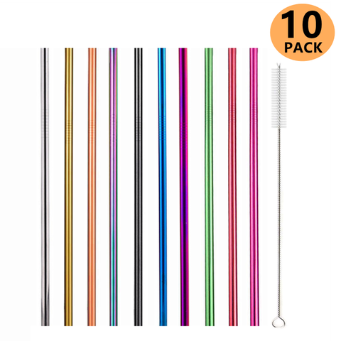 Mixed Color Reusable Metal Drinking Straw with Cleaning Brush Colorful 304 Stainless Steel Straws for Party Favors Bar Accessory ► Photo 1/6