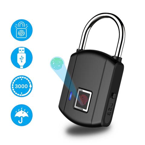 ANBIUX Fingerprint Lock Smart Padlock Thumbprint Door Padlocks Portable Anti-Theft Fingerprint Lock for Bag Drawer Suitcase IP65 ► Photo 1/6