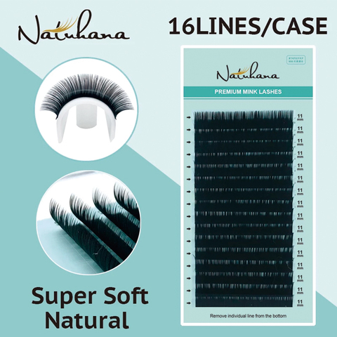 NATUHANA Korea PBT 16Rows B C D Curl Eyelash Extension False Individual Lashes Hand Made Faux Mink Eyelashes for Extensions ► Photo 1/6