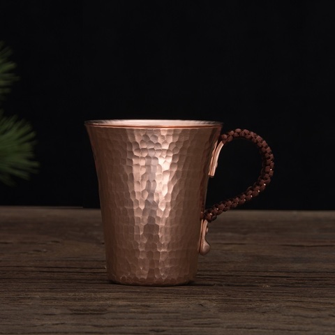 1pc 350ml Handmade thickened pure copper water tea wine beer espresso  coffee cup with copper dishes Anti-scalding handle ► Photo 1/4