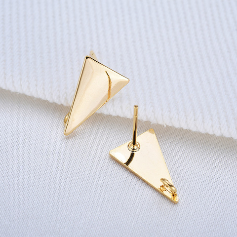 10PCS 14x8.5MM 24k Gold Color Brass Long Triangle Stud Earrings High Quality Diy Accessories Jewelry Findings ► Photo 1/5