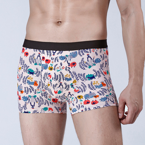 Men's Ice Silk Boxer Lovely Cartoon Print Underwear Men INS Wind Seamless Middle Waist Comfortable Breathable Boxers ► Photo 1/6