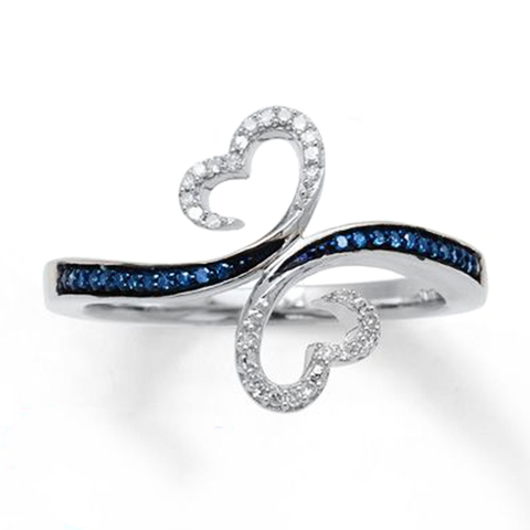 Huitan Romantic Women Ring Cloud Shape White/Blue CZ Stones Birthday Wedding Party Anniversary Present Fashion Jewelry Size 6-10 ► Photo 1/6