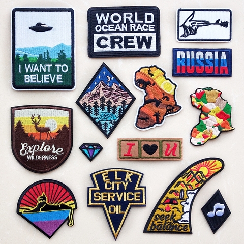Embroidery Stripe Applique Patch Iron On Embriodered Patches For Clothing Trave Adventure Badge Sticker on Backpack Parkas Coats ► Photo 1/6