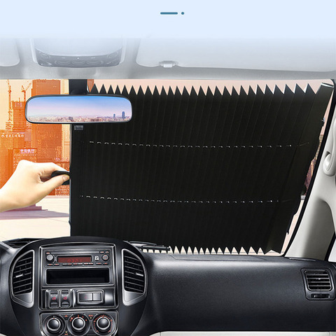 Car Retractable Windshield Anti-UV Car Window Shade Car Front Sun Block Auto Rear Window Foldable Curtain 46cm/70cm Sunshade ► Photo 1/6