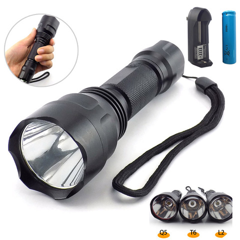 High power Led Flashlight L2 T6 Q5 Tactical Linterna Torch Flash Lights lamp Bright 18650 Battery for Hunting Camping fishing ► Photo 1/6