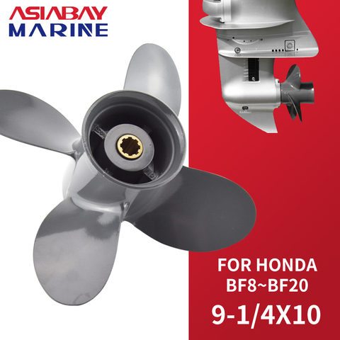 Outboard Propeller For Honda 8hp 9.9hp 10hp 15hp 20hp 9 1/4*10 Boat Motor 4 Blade Aluminum Screw 8 Spline Marine Engine Part ► Photo 1/6