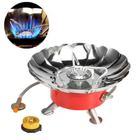 Lixada Stove Windproof Piezo Ignition Lotus Gas Stove Outdoor Cooking Gas Burner Cookware with Adapter for Camping Hiking Picnic ► Photo 1/6