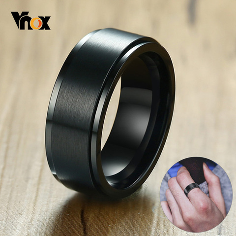 Vnox 8mm Rotatable Basic Ring for Men Black Stainless Steel Casual Male Anel Stylish Punk Spinner Alliance Jewelry ► Photo 1/6