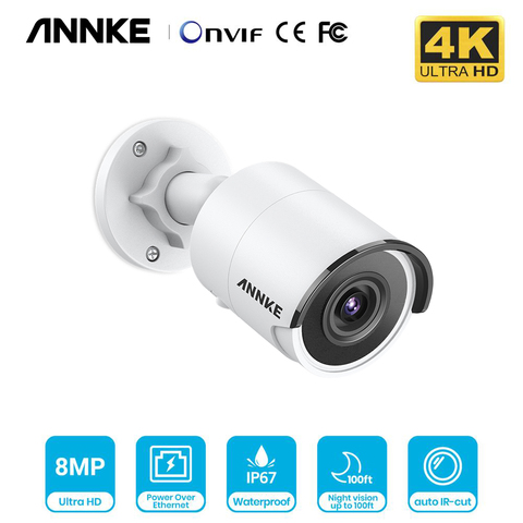 ANNKE 1PCS Ultra HD 8MP POE Camera 4K Outdoor Indoor Weatherproof Security Network Bullet EXIR Night Vision Email Alert CCTV Kit ► Photo 1/6