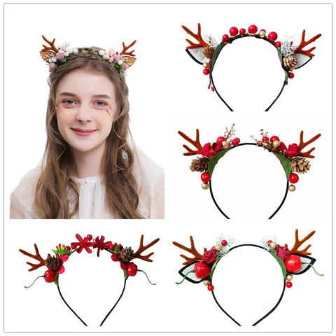 Christmas Deer Horn Headdress Elk Cat Ear Headband Kids Adults Hair Accessories Party Festival New Year Decor Photo Props ► Photo 1/6