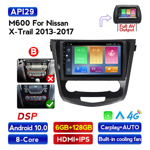 6G RAM 4G LTE Android 10.0 Car GPS Radio for Nissan X-Trail Qashqai J10 J11 2014 2015 2016 2017 Stereo Multimedia Navigation ► Photo 1/6