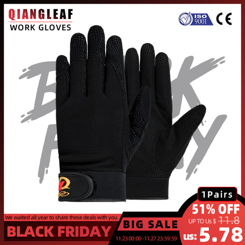 QIANGLEAF Brand Work Gloves Protective Gloves Ultrathin Microfiber Safety Glove Riding Gardening Sport Black Safety Mitten 2520 ► Photo 1/6