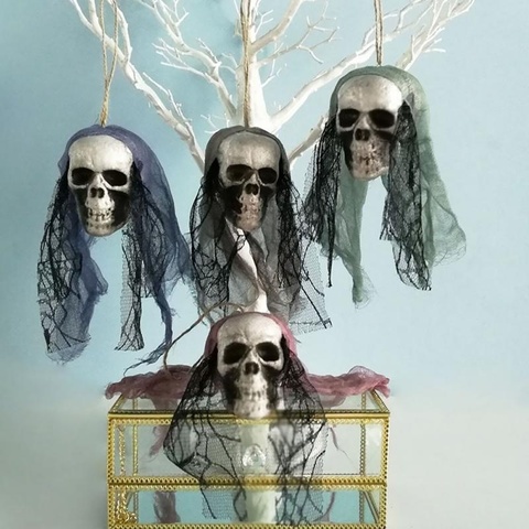 Halloween Skull Hanging Ornaments Foam Skull Bride Clothes Bone Head Scene Layout Props Home Decorations Festival Party Supplies ► Photo 1/6