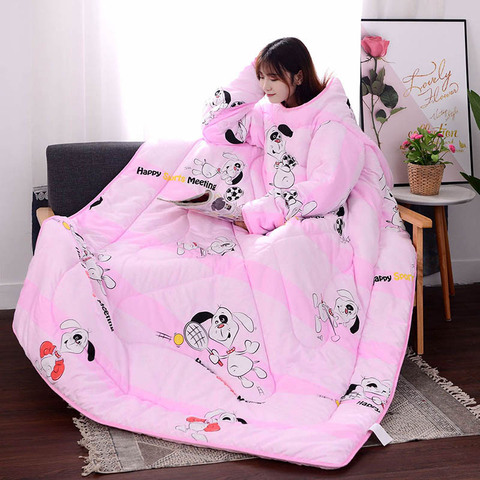 Multifunction Lazy Quilt with Sleeves Winter Warm Thickened Washed Quilt Blanket ► Photo 1/5